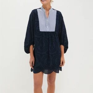 Tuckernuck Navy and White Eyelet Dress size S SOLD OUT NWT